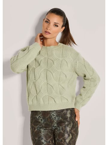 MADELEINE Moderner Wollpullover mit Zopfmuster in salbei