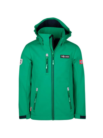 Trollkids Softshell Jacke "Preikestolen" in Pfeffergrün/Marineblau