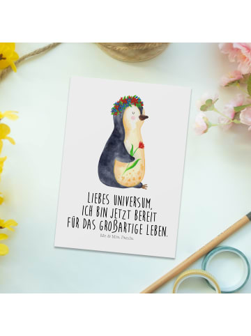 Mr. & Mrs. Panda einzelkarte Pinguin Blumen mit Spruch in Weiß