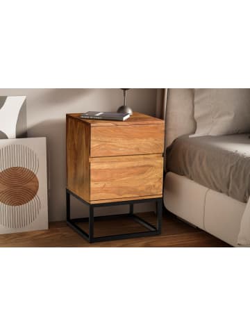 FineBuy Nachttisch in Braun / Sheesham / 40x38x60