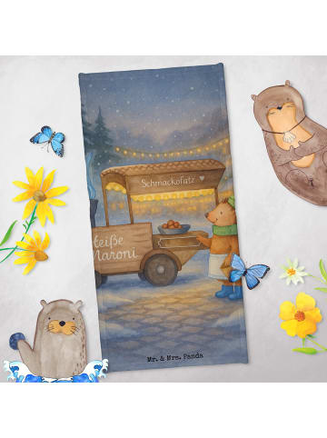 Mr. & Mrs. Panda Handtuch Igel Maronen Design ohne Spruch in Weiß