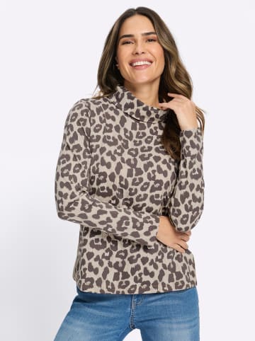 Sieh an! Rollkragen-Shirt in elfenbein-dunkeltaupe-bedruckt