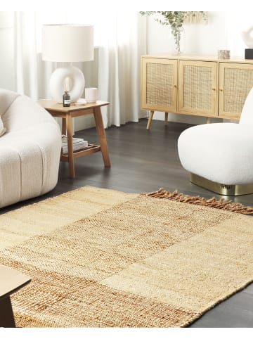 Beliani Geflochtener Teppich HAMZALAR in Beige - (W) 160 x (H) 1.5 x (L) 230 cm