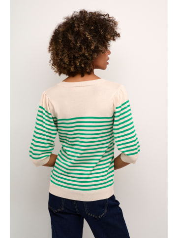 CULTURE Strickpullover CUannemarie Classic fit in Whitecap/HollyGreen Stripe