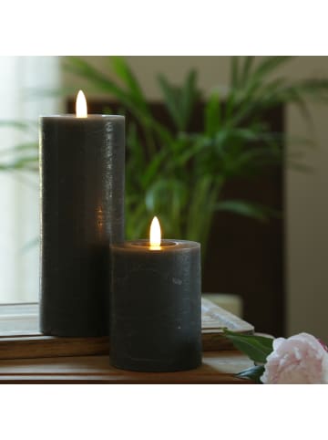 MARELIDA LED Kerze LINA Rustik Optik Echtwachs H: 11cm in anthrazit