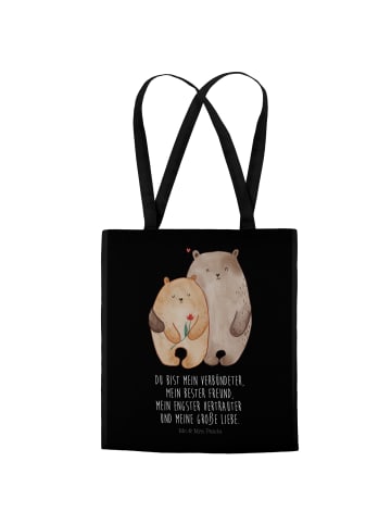 Mr. & Mrs. Panda Tragetasche Bären Liebe mit Spruch in Schwarz