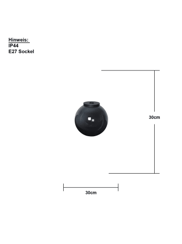 STAR Trading Outdoor-Hängeleuchte ,Orby', E27 Lampenschirm, rauchgrau, Ø 30cm