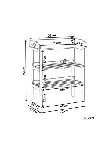 Beliani Pflanztisch ROSAZZA in Braun - (W) 76 x (H) 92 x (L) 35 cm