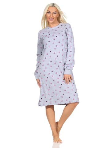 NORMANN Langarm Kuschel Interlock Nachthemd Langarm Sterne Optik - 87700 in grau-mel.