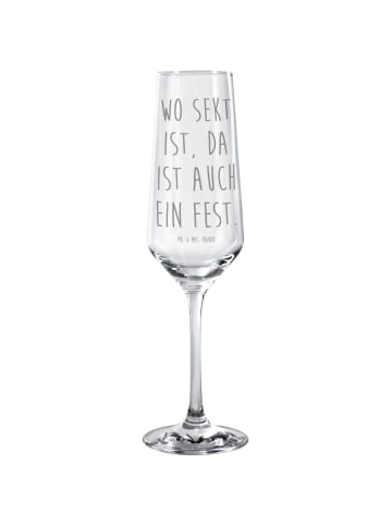 Mr. & Mrs. Panda Glas Spruch Sektglas Festfreude mit Spruch in Transparent