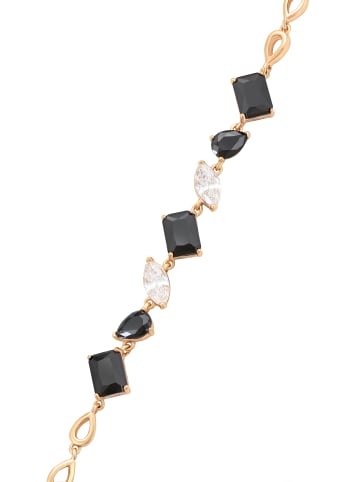 faina Women Crystal-Studded Link Bracelet in Rose Gold Black
