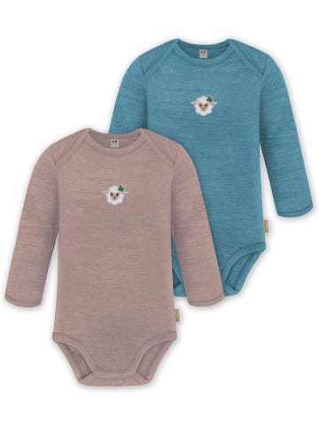 Normani Outdoor Sports 2er Pack Baby Merino Body Langarm Auckland in Rosa/Blau