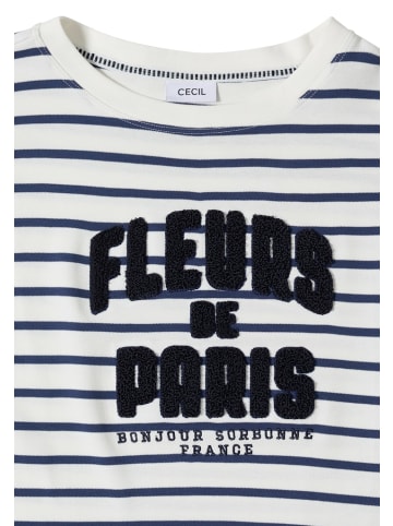 Cecil 3/4-Arm Shirt mit Wording Artwork in Blau