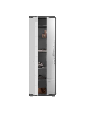 xonox.home Garderobenschrank  (B/H/T: 62x197x37 cm) in Rauchsilber und weiß Hochglanz
