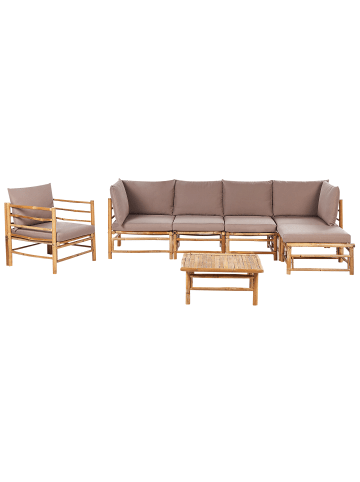 Beliani 7-tlg Sitzgruppe CERRETO in Braun/Beige/Grau