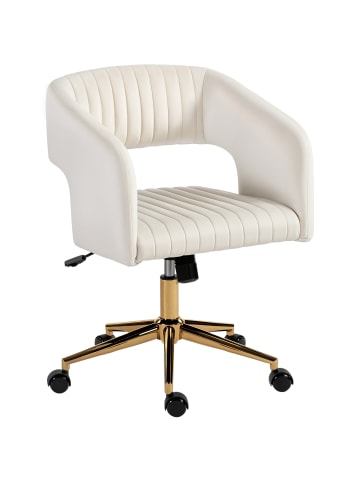 HOMCOM Schreibtischstuhl-62L x 61B x 76-84H cm-Cremeweiß