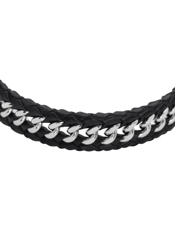 Steel_Art Herrenarmband Lederarmband Henny in Schwarz