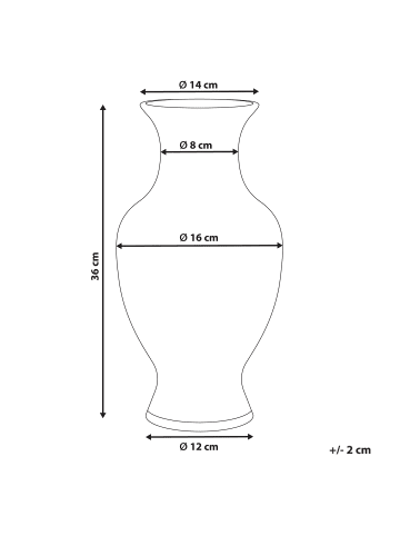 Beliani Blumenvase LLANES in Weiß/Blau - (W) 16 x (H) 36 x (L) 16 cm