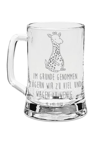 Mr. & Mrs. Panda Bierhumpen Giraffe Zufrieden mit Spruch in Transparent