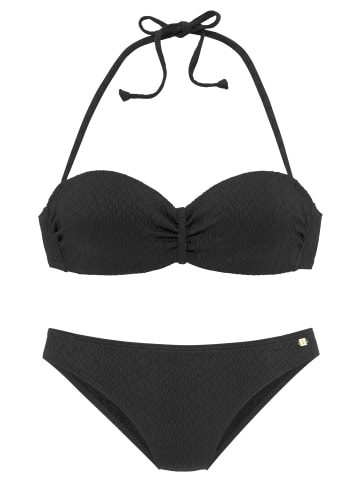 JETTE Bügel-Bandeau-Bikini in schwarz