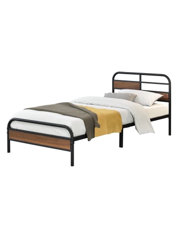 en.casa Metallbett Aarau in Braun Schwarz (B)90cm