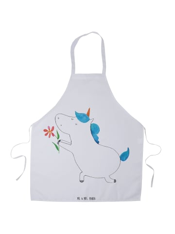 Mr. & Mrs. Panda Küchenschürze Einhorn Blume ohne Spruch in Weiß