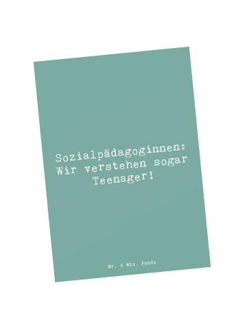 Mr. & Mrs. Panda Fotokarte Spruch Sozialpädagogin Herz mit Spruch in Meeresbrise