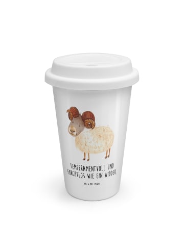 Mr. & Mrs. Panda To Go Becher Sternzeichen Widder mit Spruch in Weiß