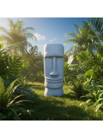 relaxdays Moai Figur "XXL" in Grau – (B)20 x (H)47 x (T)18 cm