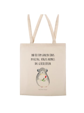 Mr. & Mrs. Panda Stofftasche Chinchilla Blume mit Spruch in Creme