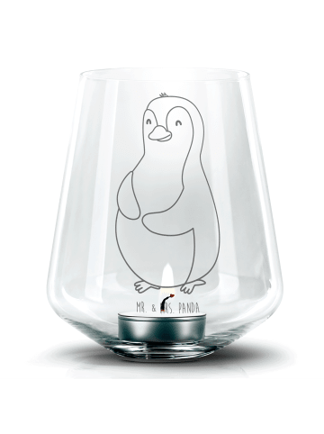 Mr. & Mrs. Panda Windlicht Glas Pinguin Diät ohne Spruch in Transparent