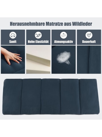 COSTWAY Campingbett mit Matratze 190cm in Blau