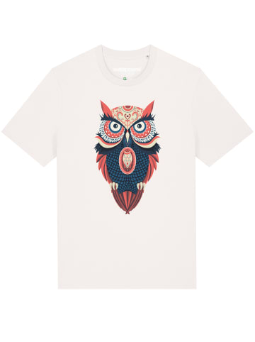 wat? Apparel T-Shirt Colorful Owl in Off White