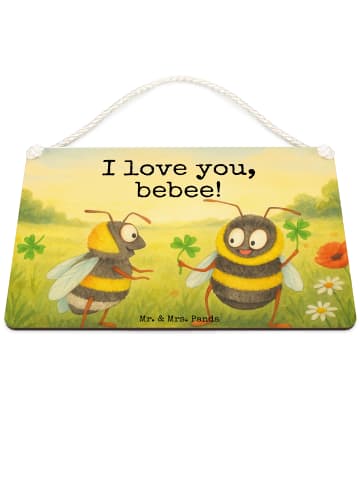 Mr. & Mrs. Panda Schild Bienen Paar Design mit Spruch in Weiß