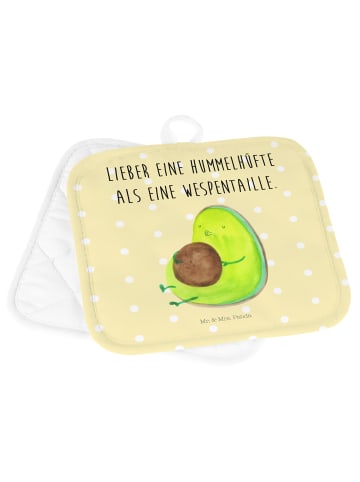 Mr. & Mrs. Panda 2er Set Topflappen  Avocado Pfeifen mit Spruch in Gelb Pastell