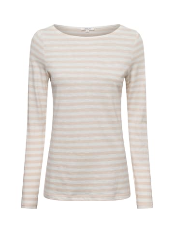s.Oliver Langarmshirt in beige weiß