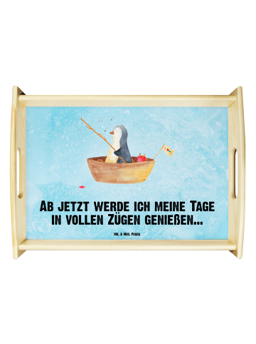 Mr. & Mrs. Panda Serviertablett Pinguin Angelboot mit Spruch in Eisblau