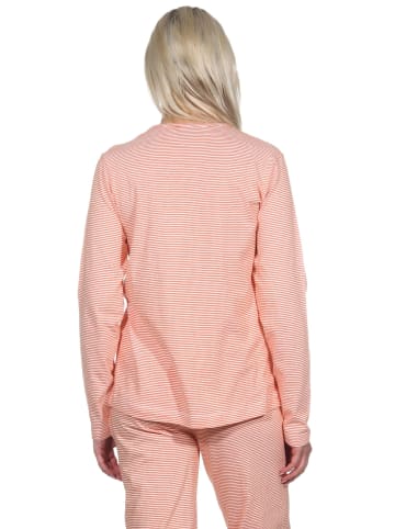 NORMANN Schlafanzug Shirt langarm Pyjama Oberteil Mix & Match Streifen in orange