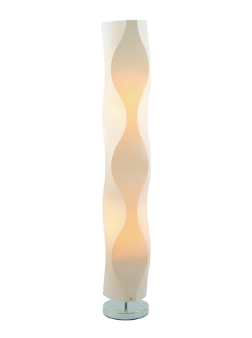 SalesFever Stehlampe 121 cm dimmbar mit Knitter Lampenschirm aus Kunststoff in Weiß