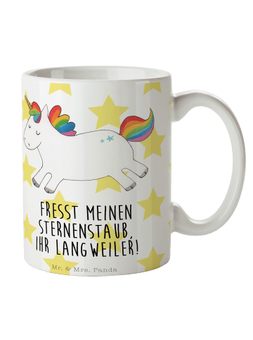 Mr. & Mrs. Panda Kaffeebecher Einhorn Happy mit Spruch in Weiß