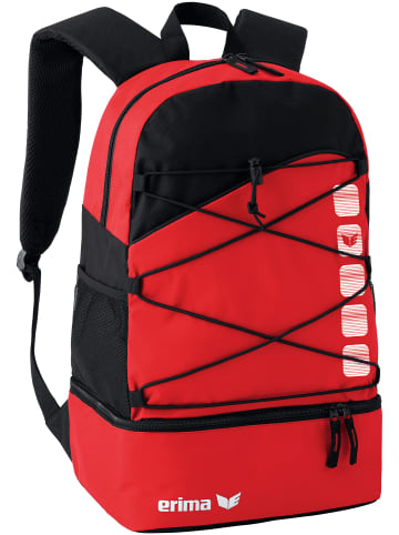 erima Club 5 Multifunktionsrucksack mit Bodenfach in rot/schwarz