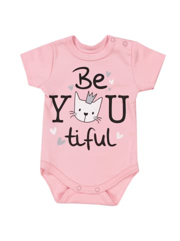 TupTam Baby Kurzarm Body mit Aufdruck Spruch 5er Pack in beige/rosa