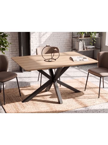Beliani Esszimmertisch SPECTRA in Braun/Schwarz - (W) 90 x (H) 76 x (L) 140 cm