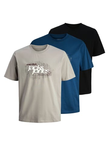 Jack and Jones 3er Pack JCOGRID Branding TEE SS Crew Neck MP in Mehrfarbig
