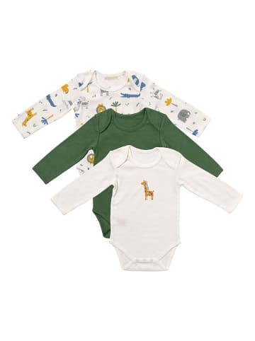 Schlummersack Bio Baby-Bodys langarm 3er-Pack in Dunkelgrün