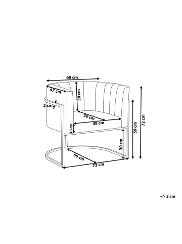 Beliani Sessel LARVIK II in Weiß/Schwarz - (W) 73 x (H) 72 x (L) 66 cm