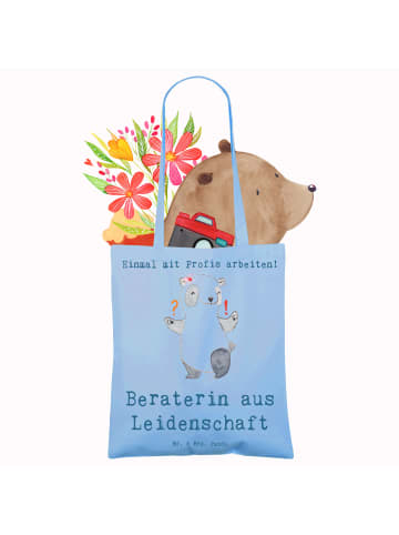 Mr. & Mrs. Panda Jutebeutel Beraterin Leidenschaft mit Spruch in Sky Blue