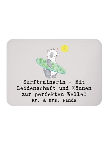 Mr. & Mrs. Panda Magnet Surfen Trainerin mit Spruch in Grau Pastell