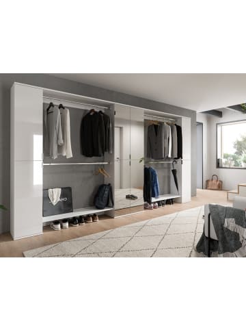 Inn.Furn Garderobenschrank weiß Hochglanz 232 cm, Schuhschrank XXL, mit Spiegeltüren