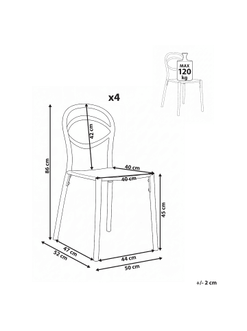 Beliani 4er-Set Esszimmerstuhl COVOLO in Schwarz